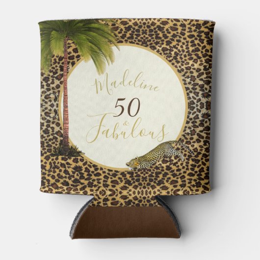 50 Fabulous Fiftieth Leopard Print Wild Geburtstag Dosenkühler (Vorderseite)