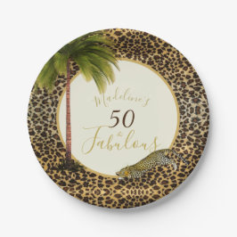 50 Fabulous Fiftieth Leopard Print Wild Geburtstag Pappteller
