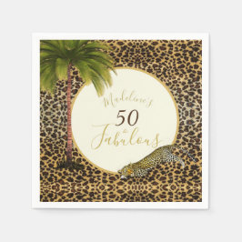 50 Fabulous Fiftieth Leopard Print Wild Geburtstag Serviette