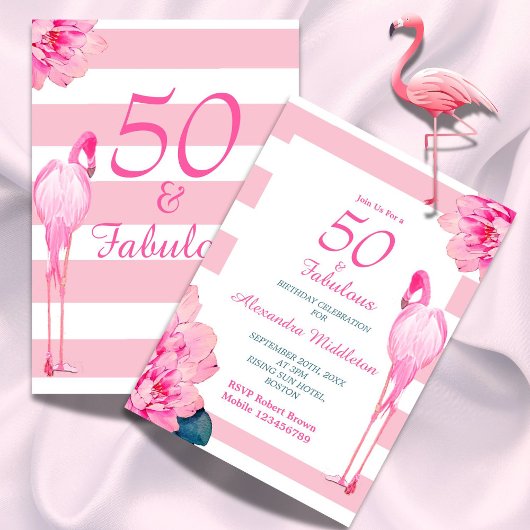 50 Fabulous Flamingo Pink Blumenchic Geburtstag Einladung