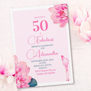 50 Fabulous Flamingo Pink Blumenchic Geburtstag Einladung