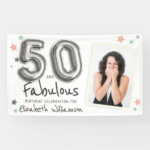 50 & Fabulous Foil Balloon Stars Foto Geburtstag Banner