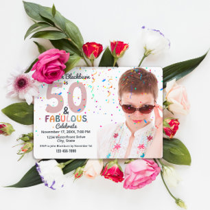 50 & Fabulous Foto 50. Lustige Geburtstagsfeier Ro Einladung