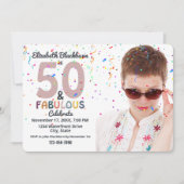 50 & Fabulous Foto 50th Fun Birthday Party Pink Einladung (Vorderseite)