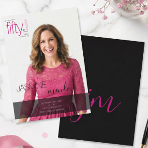 50 & Fabulous Foto-Overlay-Monogramm-Geburtstag Einladung
