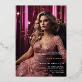 50 & Fabulous Foto Rosa Rose Gold Folieneinladung (Vorderseite)