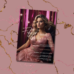 50 & Fabulous Foto Rosa Rose Gold Folieneinladung
