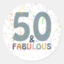 50 & Fabulous Fun Confetti Blue Trendy Typografie