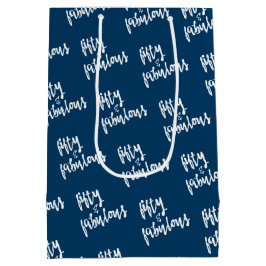 50 & Fabulous - Fun Navy Blue 50. Geburtstag Mittlere Geschenktüte