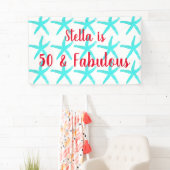 50 & Fabulous Geburtstag Aquamarine Starfish Muste Banner (Insitu)