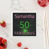 50 & Fabulous Geburtstag Black Green Pink Serviette (Beispiel)