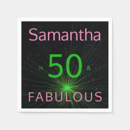 50 & Fabulous Geburtstag Black Green Pink Serviette