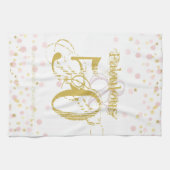 50 & Fabulous Geburtstag Elegant Rosa & Gold Punkt Geschirrtuch (Horizontal)