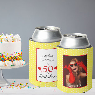 50 & Fabulous Geburtstag Foto 50. Party Gelb WH Dosenkühler