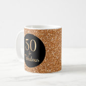 50 & Fabulous Geburtstag Funkelnd Gold Glitzer Bla Kaffeetasse (Vorderseite Links)