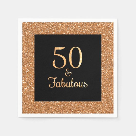 50 & Fabulous Geburtstag Funkelnd Gold Glitzer Bla Serviette (Vorderseite)