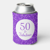50 & Fabulous Geburtstag Funkelnd Lila Glitzer Dosenkühler (Kanne Rückseite)