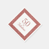 50 & Fabulous Geburtstag Funkelnd Rose Gold Glitze Serviette (Ecke)