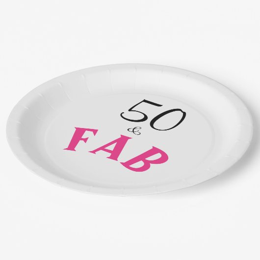50 & Fabulous Geburtstag Pappteller (Schrägansicht)