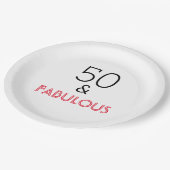 50 & Fabulous Geburtstag Pappteller (Schrägansicht)