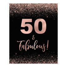 50 & Fabulous Geburtstag Sign Rose Gold Confetti