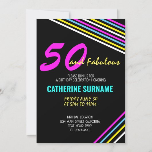 50. Fabulous Geburtstagsfeier Einladung (Vorderseite)