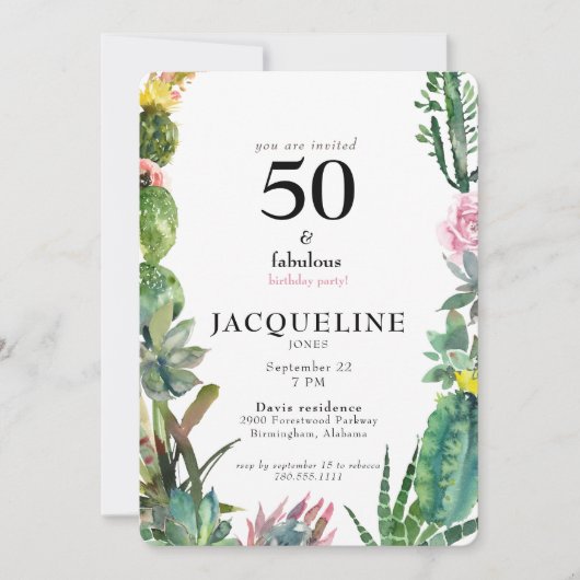 50. & Fabulous Geburtstagsfeier Einladung (Vorderseite)