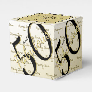 50 & Fabulous Geburtstagsparty Black/Gold Message Geschenkschachtel