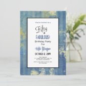 50 & FABULOUS Geburtstagsparty Blues Foto Einladung (Stehend Vorderseite)