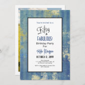 50 & FABULOUS Geburtstagsparty Blues Foto Einladung (Vorne/Hinten)