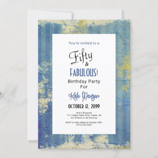 50 & FABULOUS Geburtstagsparty Blues mit Foto Einladung