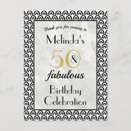 50 & Fabulous Geburtstagsparty Danke Postkarte