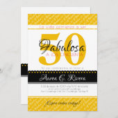 50 & Fabulous gelb Spanisch / Fabulosa amarillo Einladung (Vorne/Hinten)