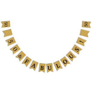 50 & Fabulous Glittery Gold & Black Geburtstag Wimpelkette