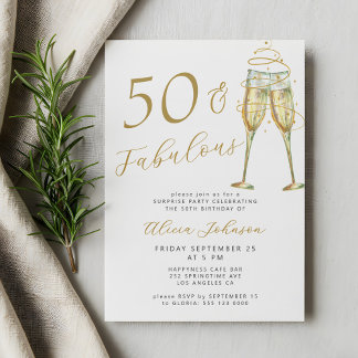 50 & Fabulous Gold 50. Geburtstagsparty Einladung
