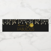 50 & Fabulous Gold auf schwarz-gelben Kakteen Blum Wasserflaschenetikett (Einzelnes Label)