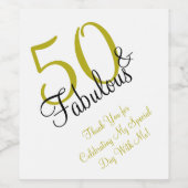 50. & Fabulous Gold & Black Birthday Vielen Dank Weinetikett (Einzelnes Label)