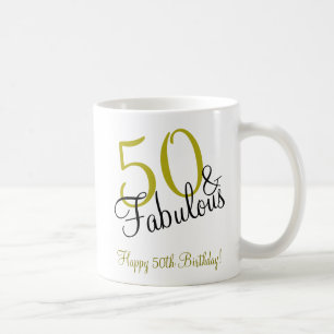 50 & Fabulous Gold & Black Happy Geburtstag Kaffeetasse