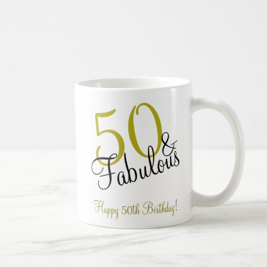 50 & Fabulous Gold & Black Happy Geburtstag Kaffeetasse (Rechts)