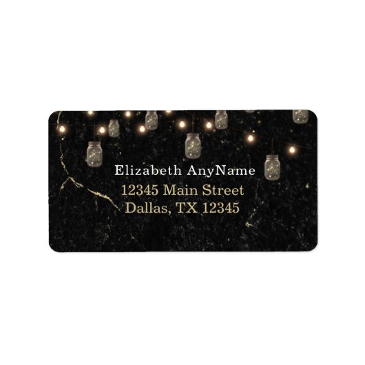 50 & Fabulous Gold Black Marble Mason Jar Lights Adressaufkleber (Vorne)