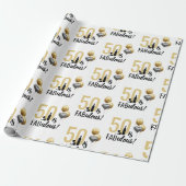 50 & Fabulous Gold & Black Modern Geschenkwrap Geschenkpapier (Ungerollt)