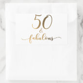 "50 & Fabulous" Gold Foil Effect v2 Birthday Cheer Rechteckiger Aufkleber (Tasche)