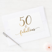 "50 & Fabulous" Gold Foil Effect v2 Birthday Cheer Rechteckiger Aufkleber (Umschlag)