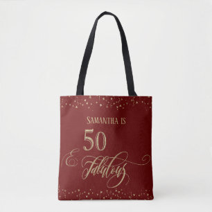 50 & Fabulous Gold Glitter Konfetti, Burgund Tasche