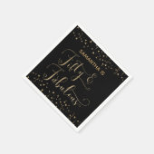 50 & Fabulous Gold Glitzer & Confetti Black Serviette (Ecke)