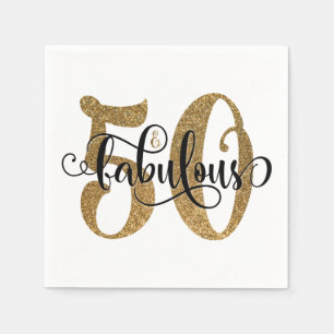 50 & Fabulous Gold Glitzer Typografie Geburtstag 2 Serviette