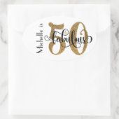 50 & Fabulous Gold Glitzer Typografie Geburtstag 3 Ovaler Aufkleber (Tasche)