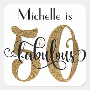50 & Fabulous Gold Glitzer Typografie Geburtstag Quadratischer Aufkleber
