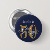 50 & Fabulous Gold Glitzer Typografie Navy Blue Button (Vorne & Hinten)