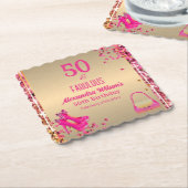 50 & Fabulous Gold Hot Pink Glittery High Heels Untersetzer (angewinkelt)